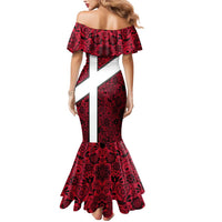 Denmark Mermaid Dress with The Little Mermaid Statue, Danish Folk Patterns, National Heritage Pride