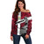 Denmark Off Shoulder Sweater with The Little Mermaid Statue, Danish Folk Patterns, National Heritage Pride