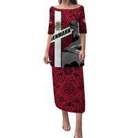 Denmark Puletasi with The Little Mermaid Statue, Danish Folk Patterns, National Heritage Pride