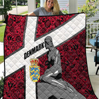 Denmark Quilt with The Little Mermaid Statue, Danish Folk Patterns, National Heritage Pride