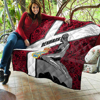Denmark Quilt with The Little Mermaid Statue, Danish Folk Patterns, National Heritage Pride