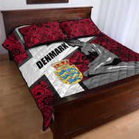 Denmark Quilt Bed Set with The Little Mermaid Statue, Danish Folk Patterns, National Heritage Pride