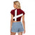 Denmark Raglan Cropped T Shirt with The Little Mermaid Statue, Danish Folk Patterns, National Heritage Pride