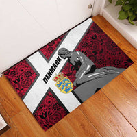 Denmark Rubber Doormat with The Little Mermaid Statue, Danish Folk Patterns, National Heritage Pride