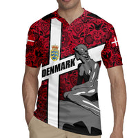 Denmark Rugby Jersey with The Little Mermaid Statue, Danish Folk Patterns, National Heritage Pride