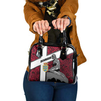 Denmark Shoulder Handbag with The Little Mermaid Statue, Danish Folk Patterns, National Heritage Pride