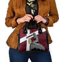 Denmark Shoulder Handbag with The Little Mermaid Statue, Danish Folk Patterns, National Heritage Pride