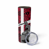 Denmark Skinny Tumbler with The Little Mermaid Statue, Danish Folk Patterns, National Heritage Pride