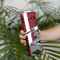 Denmark Skinny Tumbler with The Little Mermaid Statue, Danish Folk Patterns, National Heritage Pride