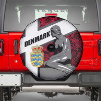 Denmark Spare Tire Cover with The Little Mermaid Statue, Danish Folk Patterns, National Heritage Pride