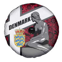 Denmark Spare Tire Cover with The Little Mermaid Statue, Danish Folk Patterns, National Heritage Pride
