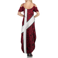 Denmark Summer Maxi Dress with The Little Mermaid Statue, Danish Folk Patterns, National Heritage Pride