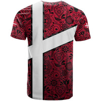 Denmark T Shirt with The Little Mermaid Statue, Danish Folk Patterns, National Heritage Pride