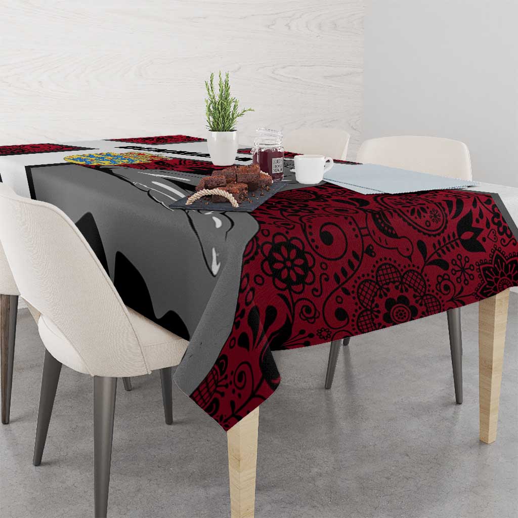 Denmark Tablecloth with The Little Mermaid Statue, Danish Folk Patterns, National Heritage Pride
