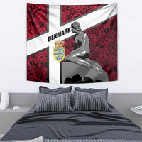 Denmark Tapestry with The Little Mermaid Statue, Danish Folk Patterns, National Heritage Pride