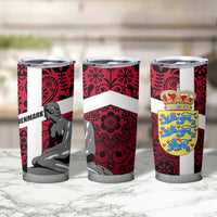 Denmark Tumbler Cup with The Little Mermaid Statue, Danish Folk Patterns, National Heritage Pride