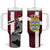 Denmark Tumbler With Handle with The Little Mermaid Statue, Danish Folk Patterns, National Heritage Pride