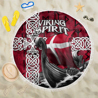 Denmark Viking Longship Beach Blanket Norse Rune & Celtic Cross Danish Flag