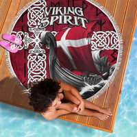 Denmark Viking Longship Beach Blanket Norse Rune & Celtic Cross Danish Flag