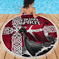 Denmark Viking Longship Beach Blanket Norse Rune & Celtic Cross Danish Flag