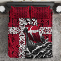 Denmark Viking Longship Bedding Set Norse Rune & Celtic Cross Danish Flag
