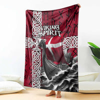 Denmark Viking Longship Blanket Norse Rune & Celtic Cross Danish Flag