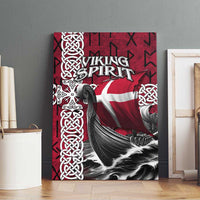 Denmark Viking Longship Canvas Wall Art Norse Rune & Celtic Cross Danish Flag