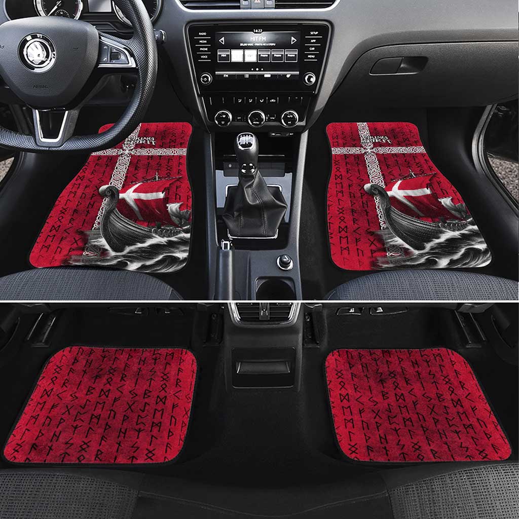 Denmark Viking Longship Car Mats Norse Rune & Celtic Cross Danish Flag