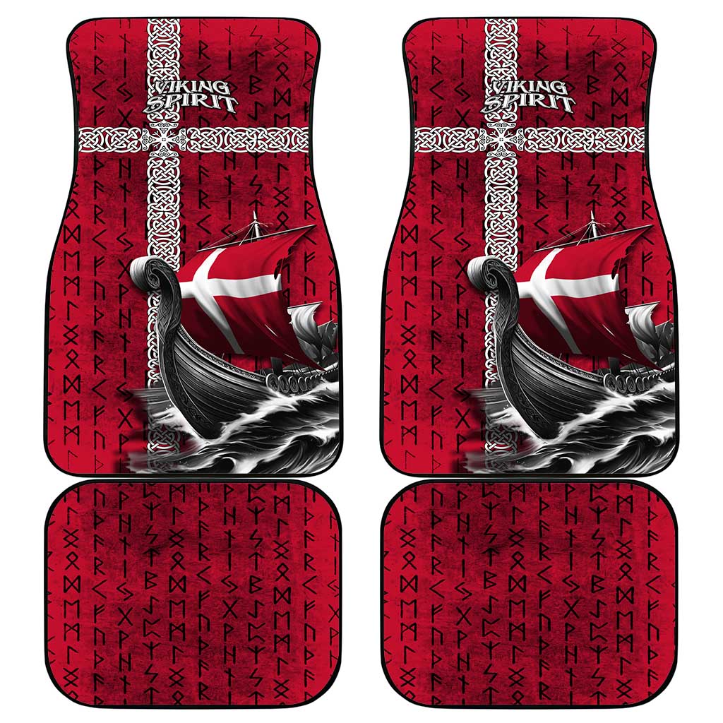 Denmark Viking Longship Car Mats Norse Rune & Celtic Cross Danish Flag