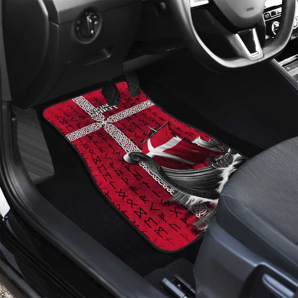 Denmark Viking Longship Car Mats Norse Rune & Celtic Cross Danish Flag
