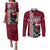 Denmark Viking Longship Couples Matching Puletasi and Long Sleeve Button Shirt Norse Rune & Celtic Cross Danish Flag