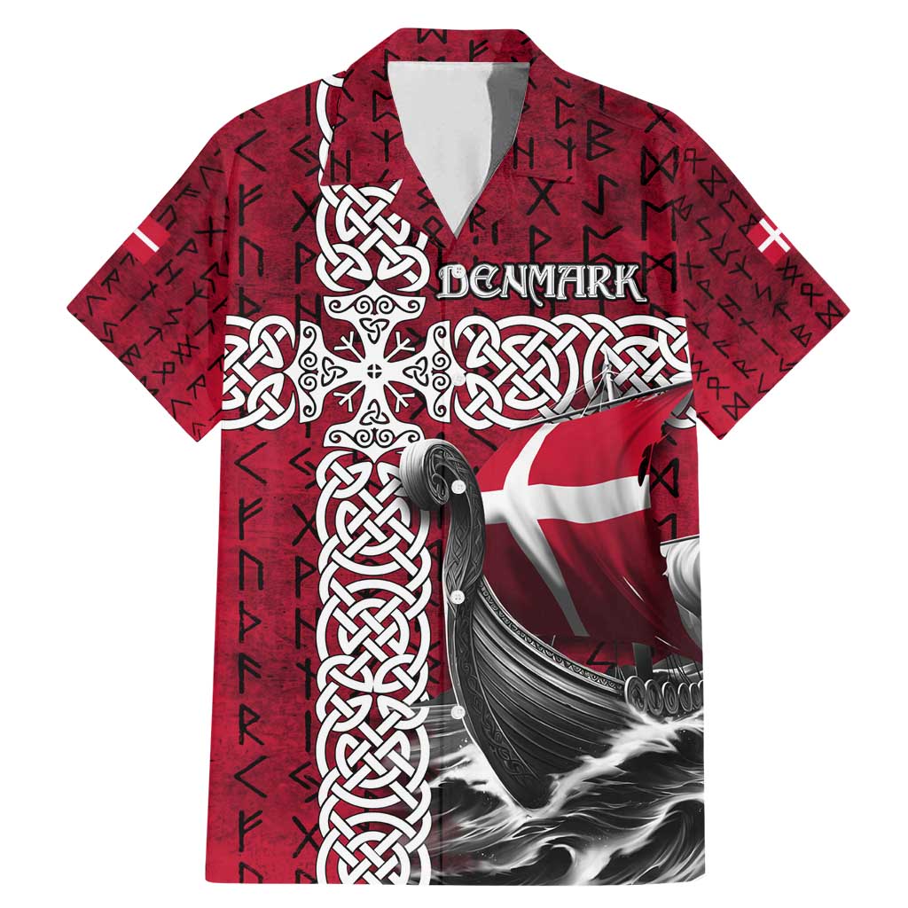 Denmark Viking Longship Family Matching Mermaid Dress and Hawaiian Shirt Norse Rune & Celtic Cross Danish Flag