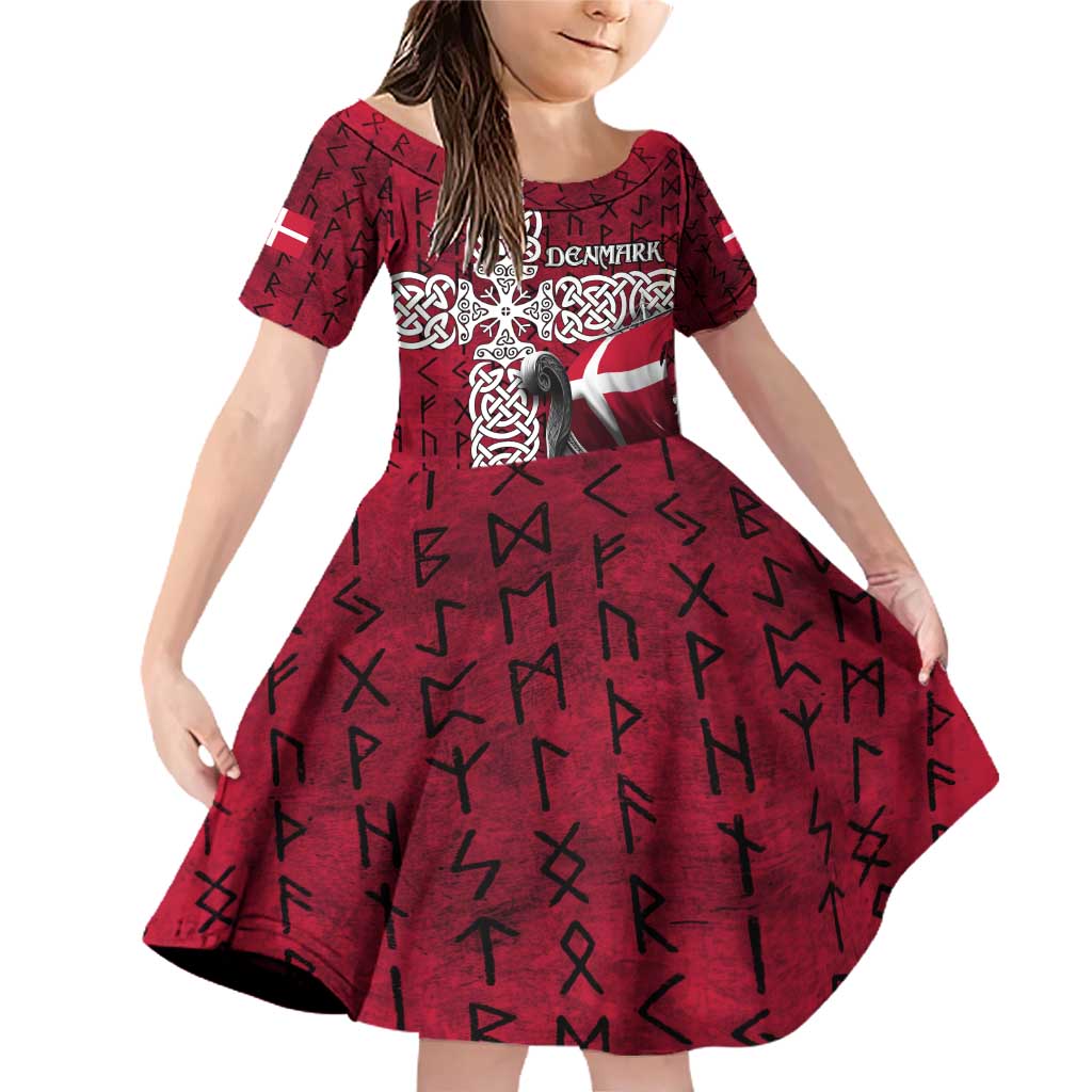 Denmark Viking Longship Family Matching Off Shoulder Short Dress and Hawaiian Shirt Norse Rune & Celtic Cross Danish Flag