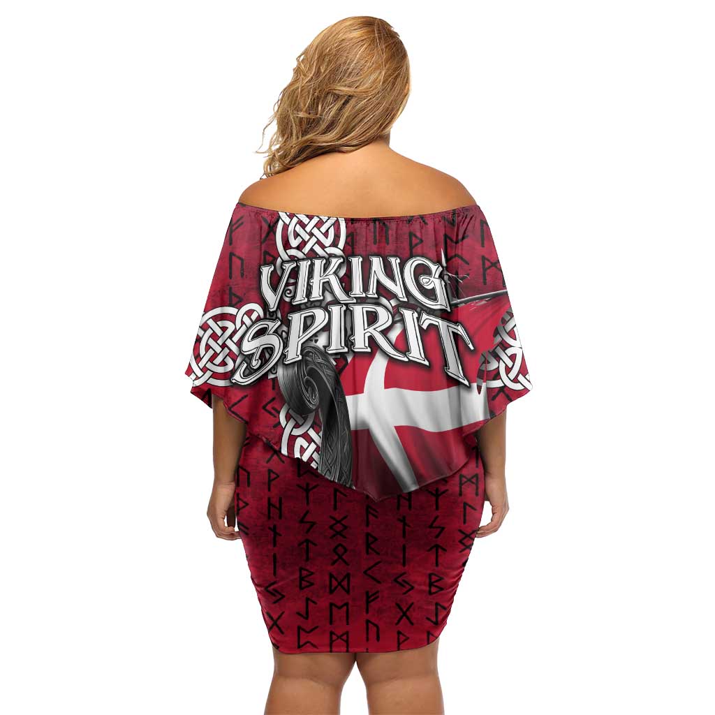 Denmark Viking Longship Family Matching Off Shoulder Short Dress and Hawaiian Shirt Norse Rune & Celtic Cross Danish Flag