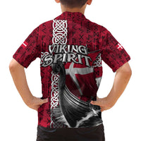Denmark Viking Longship Family Matching Tank Maxi Dress and Hawaiian Shirt Norse Rune & Celtic Cross Danish Flag