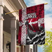 Denmark Viking Longship Garden Flag Norse Rune & Celtic Cross Danish Flag