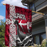 Denmark Viking Longship Garden Flag Norse Rune & Celtic Cross Danish Flag