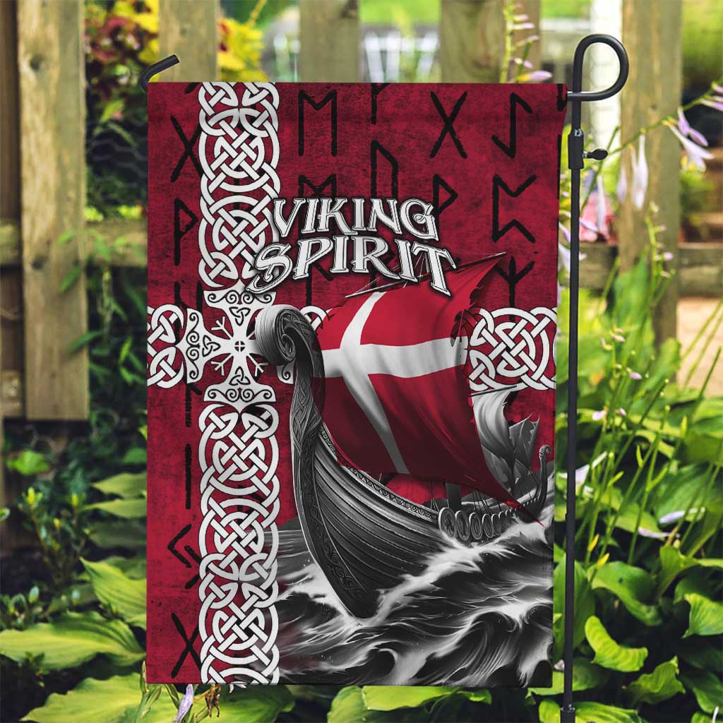Denmark Viking Longship Garden Flag Norse Rune & Celtic Cross Danish Flag