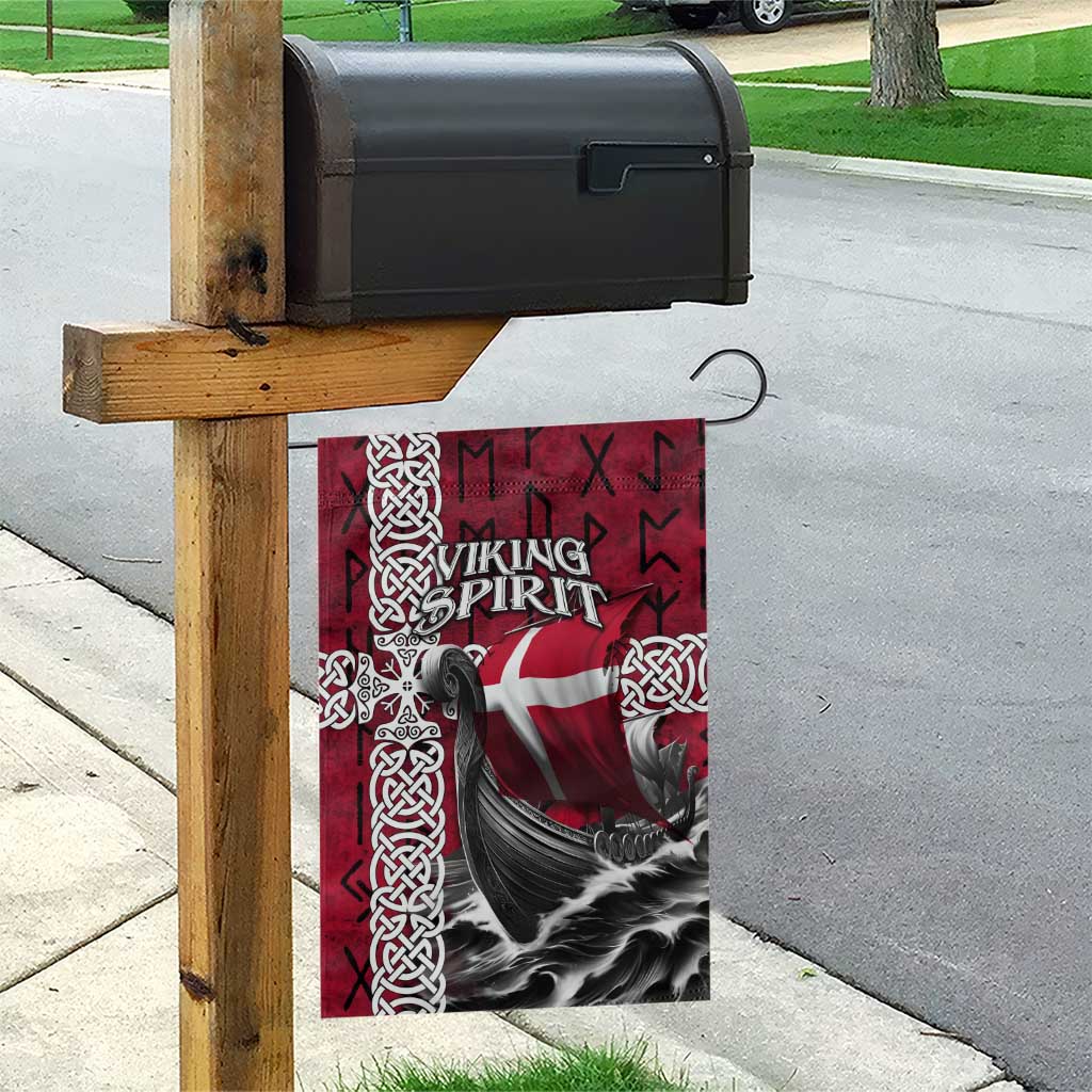 Denmark Viking Longship Garden Flag Norse Rune & Celtic Cross Danish Flag