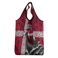 Denmark Viking Longship Grocery Bag Norse Rune & Celtic Cross Danish Flag