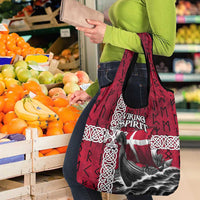 Denmark Viking Longship Grocery Bag Norse Rune & Celtic Cross Danish Flag