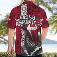 Denmark Viking Longship Hawaiian Shirt Norse Rune & Celtic Cross Danish Flag