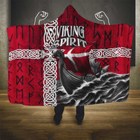 Denmark Viking Longship Hooded Blanket Norse Rune & Celtic Cross Danish Flag