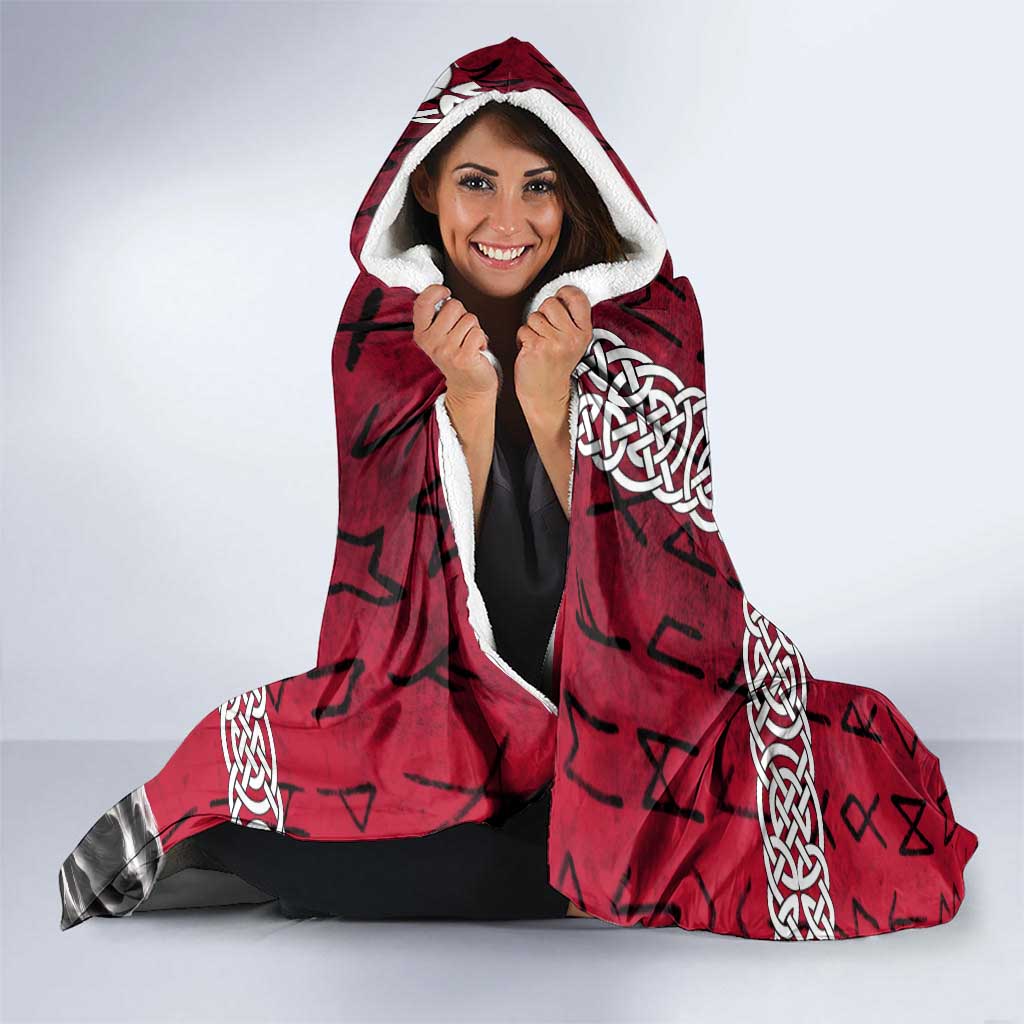 Denmark Viking Longship Hooded Blanket Norse Rune & Celtic Cross Danish Flag