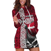Denmark Viking Longship Hoodie Dress Norse Rune & Celtic Cross Danish Flag