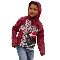 Denmark Viking Longship Kid Hoodie Norse Rune & Celtic Cross Danish Flag