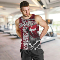 Denmark Viking Longship Men Tank Top Norse Rune & Celtic Cross Danish Flag