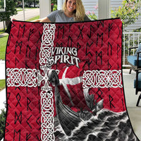 Denmark Viking Longship Quilt Norse Rune & Celtic Cross Danish Flag