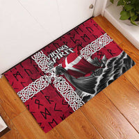 Denmark Viking Longship Rubber Doormat Norse Rune & Celtic Cross Danish Flag