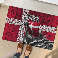 Denmark Viking Longship Rubber Doormat Norse Rune & Celtic Cross Danish Flag